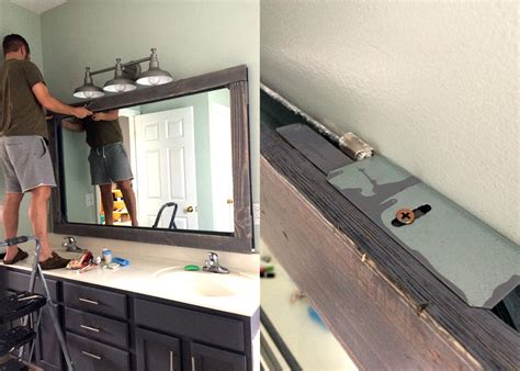 add metal brackets to wood frame mirror|attaching mirror to wood frame.